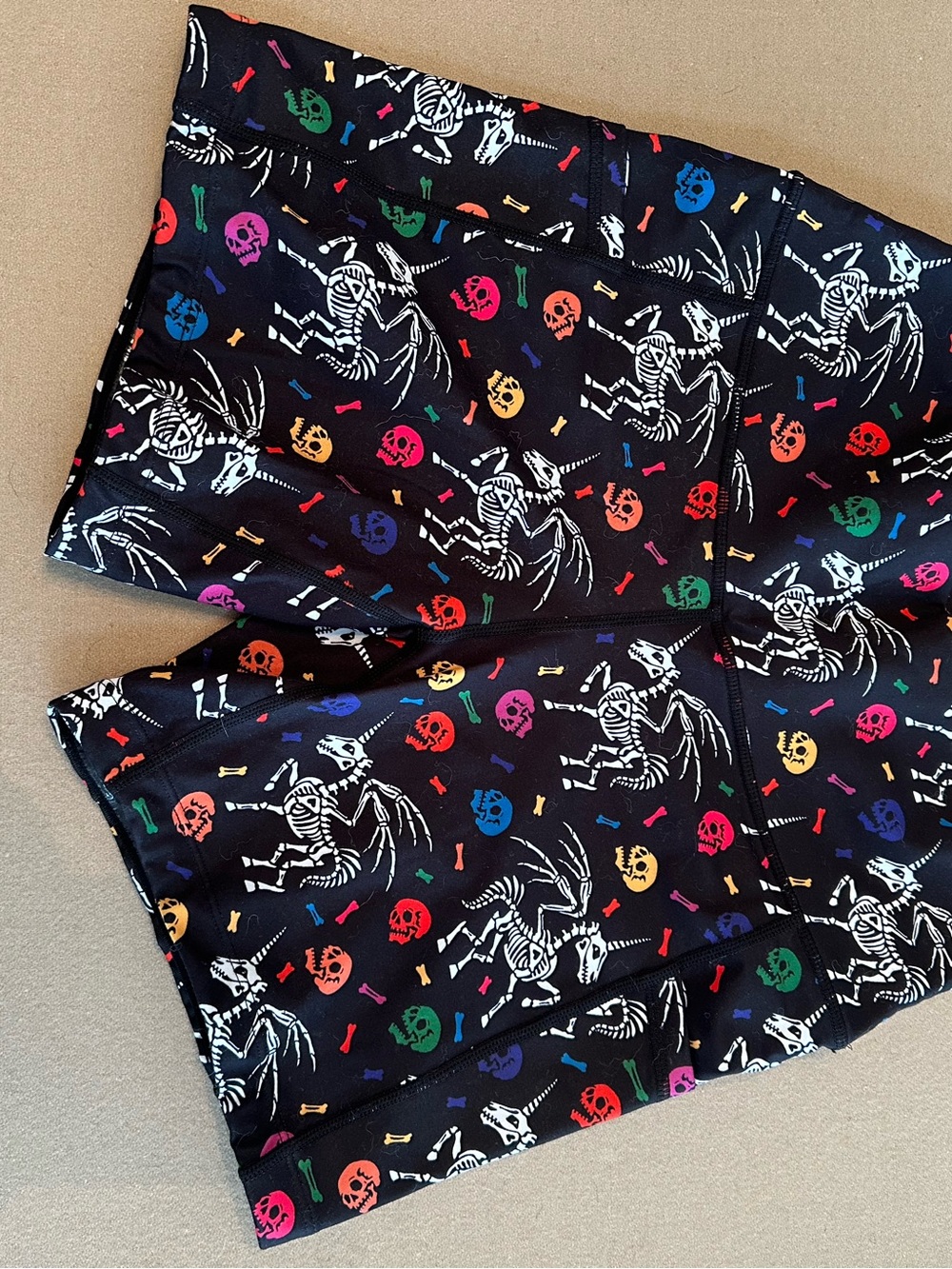 Constantly Varied Gear Women’s Black Shorts with Multicolor Skull & Bone Print